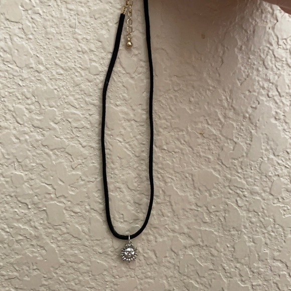 Handmade sun silver and black necklace - Picture 1 of 2